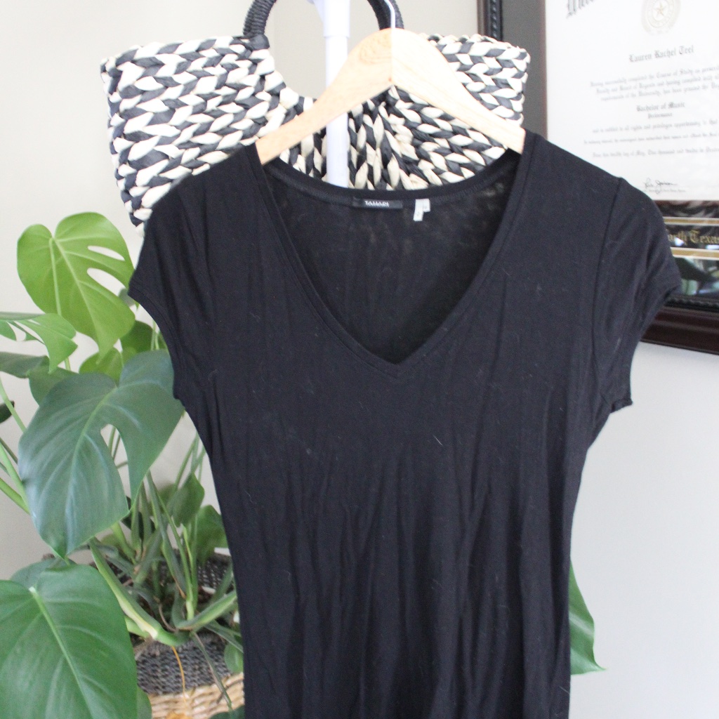 Tahari Small Black Basic Tee - Small